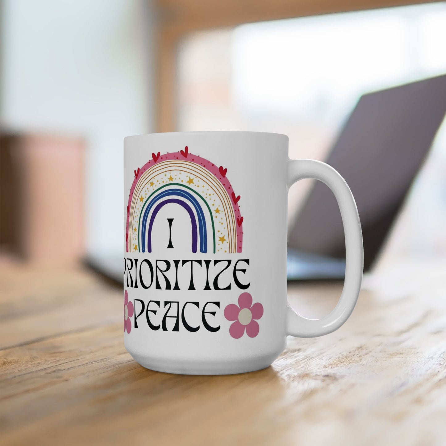 I Prioritize Peace Ceramic Mug, (11oz, 15oz)