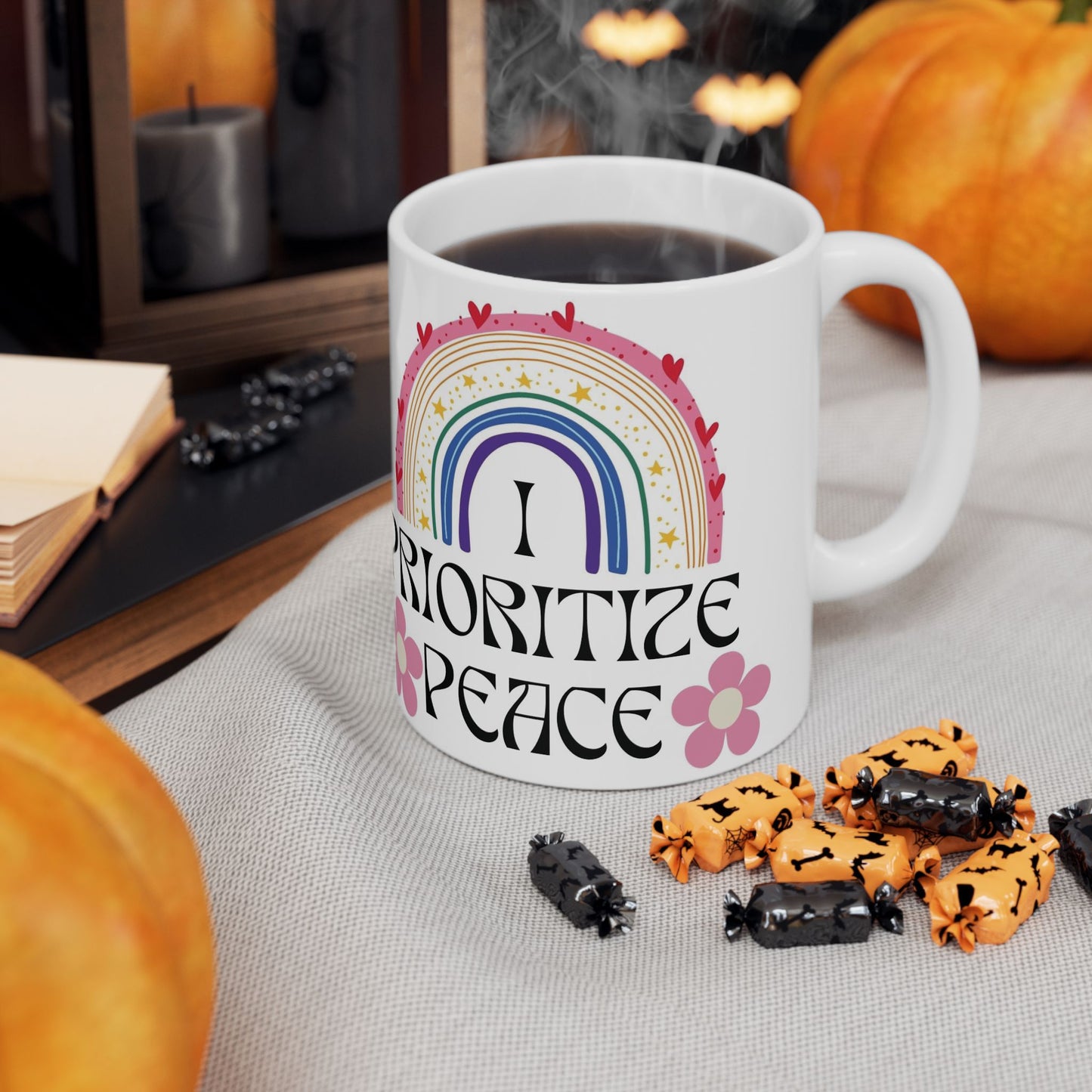 I Prioritize Peace Ceramic Mug, (11oz, 15oz)