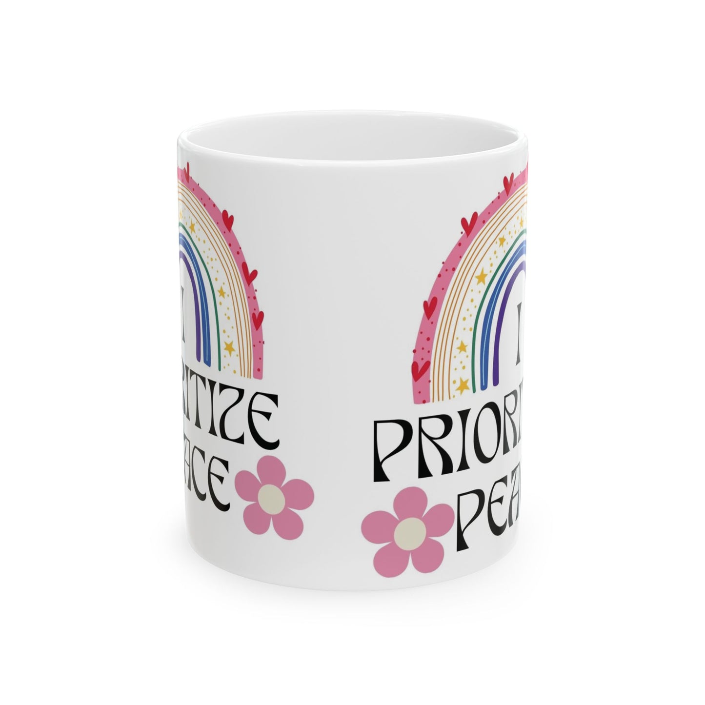 I Prioritize Peace Ceramic Mug, (11oz, 15oz)