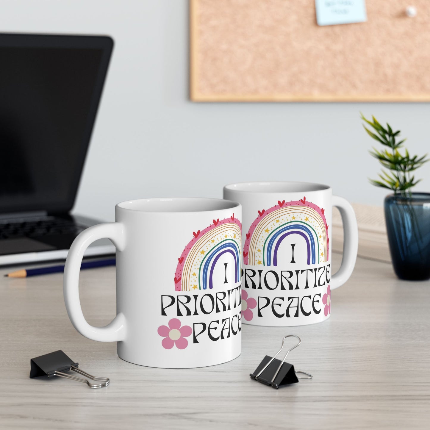 I Prioritize Peace Ceramic Mug, (11oz, 15oz)